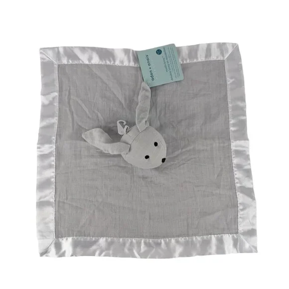 Aden+Anais Bunny Rabbit Lovey Gray Muslin Baby Security Blanket Satin Trim NWT - Picture 3 of 7